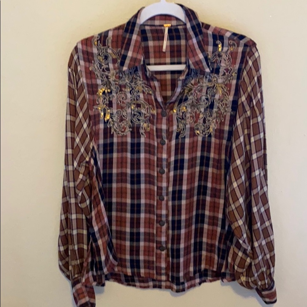 Plaid Free People Blouse